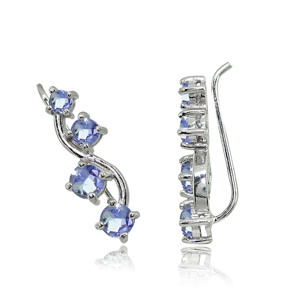 Sterling Silver Tanzanite Vine Climber Crawler Earrings-2