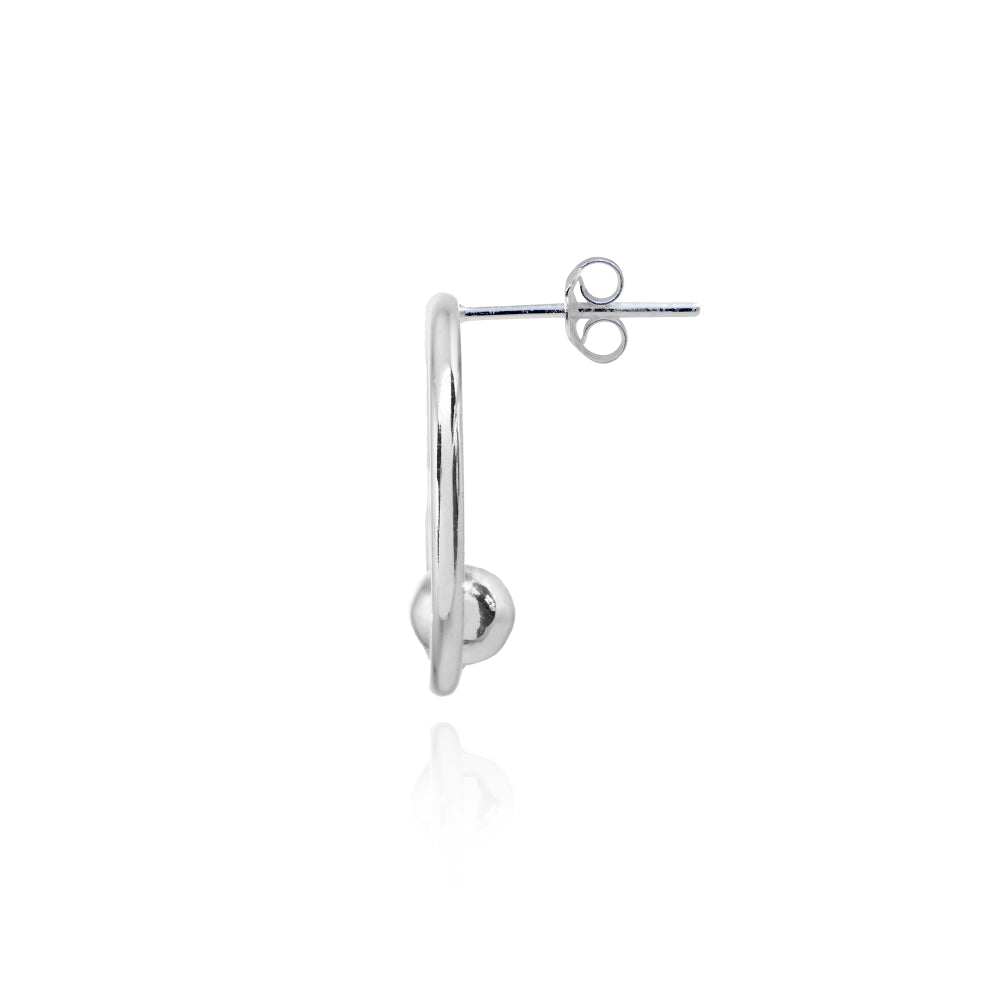 Sterling Silver Polished Open Circle Beaded Frontal Hoop Stud Earrings-2