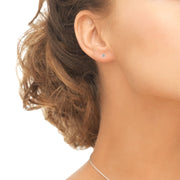 Sterling Silver AAA Cubic Zirconia 3x3mm Princess-Cut Square Stud Earrings