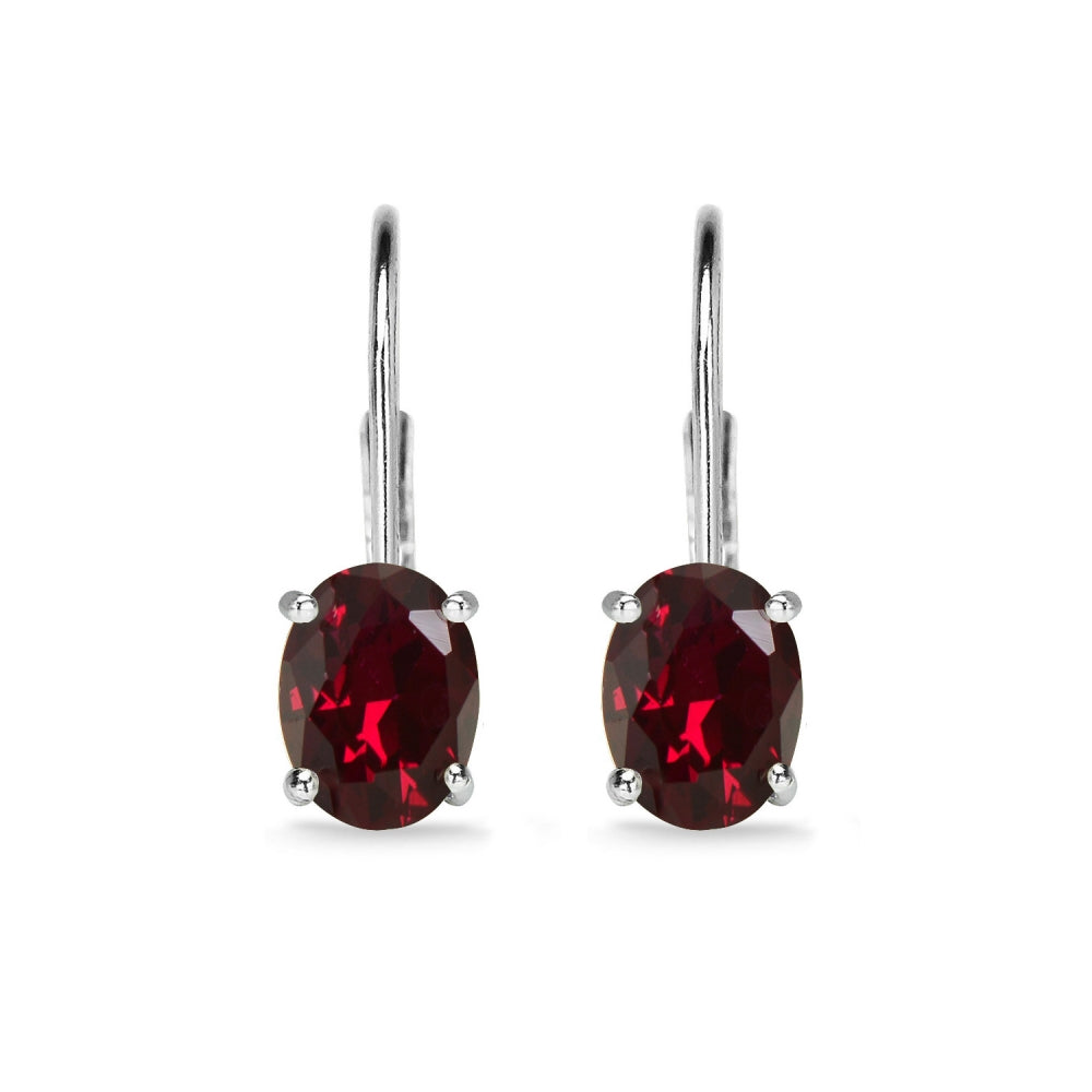 Sterling Silver Created Ruby 7x5mm Oval Solitaire Dainty Leverback Earrings-2