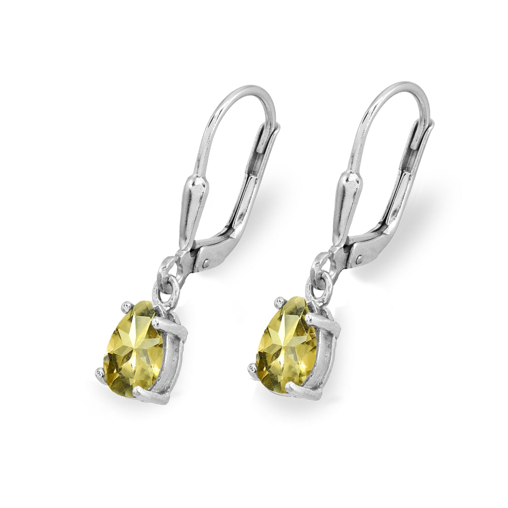 Sterling Silver Citrine 7x5mm Pear-Cut Teardrop Drop Dangle Leverback Earrings-3