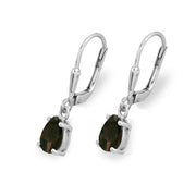 Sterling Silver Smoky Quartz 7x5mm Pear-Cut Teardrop Drop Dangle Leverback Earrings