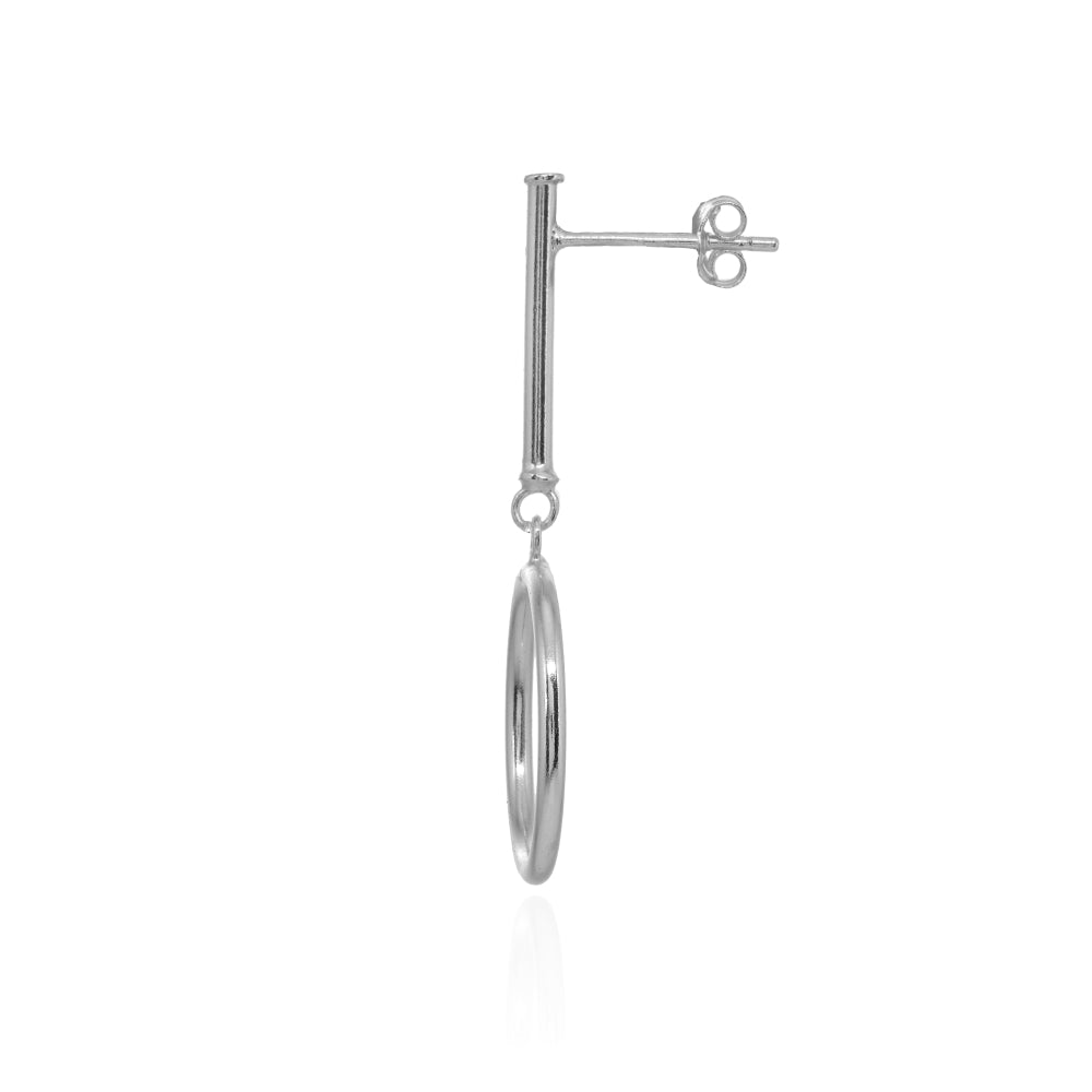 Sterling Silver Polished Dangling Open Circle Hoop Drop Earrings-2