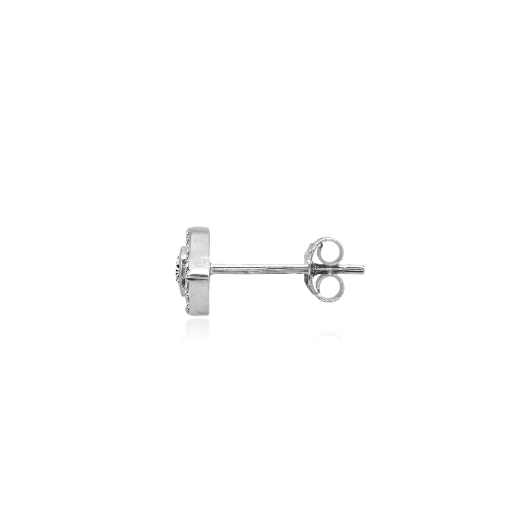 Sterling Silver Evil Eye Round Bezel-Set Cubic Zirconia Dainty Stud Earrings-2