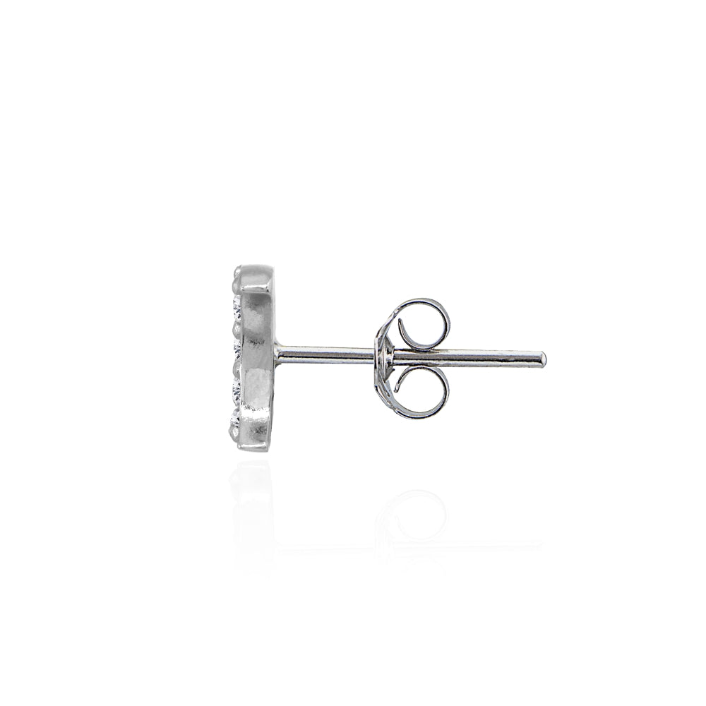 Sterling Silver Crescent Moon Cubic Zirconia Dainty Stud Earrings-2