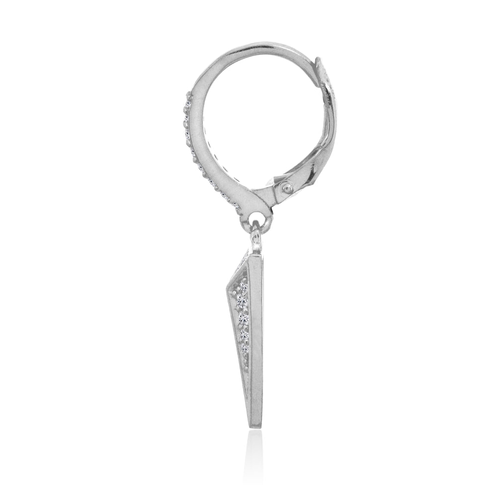Sterling Silver Polished Triangle Cubic Zirconia Drop Dangle Leverback Earrings-2