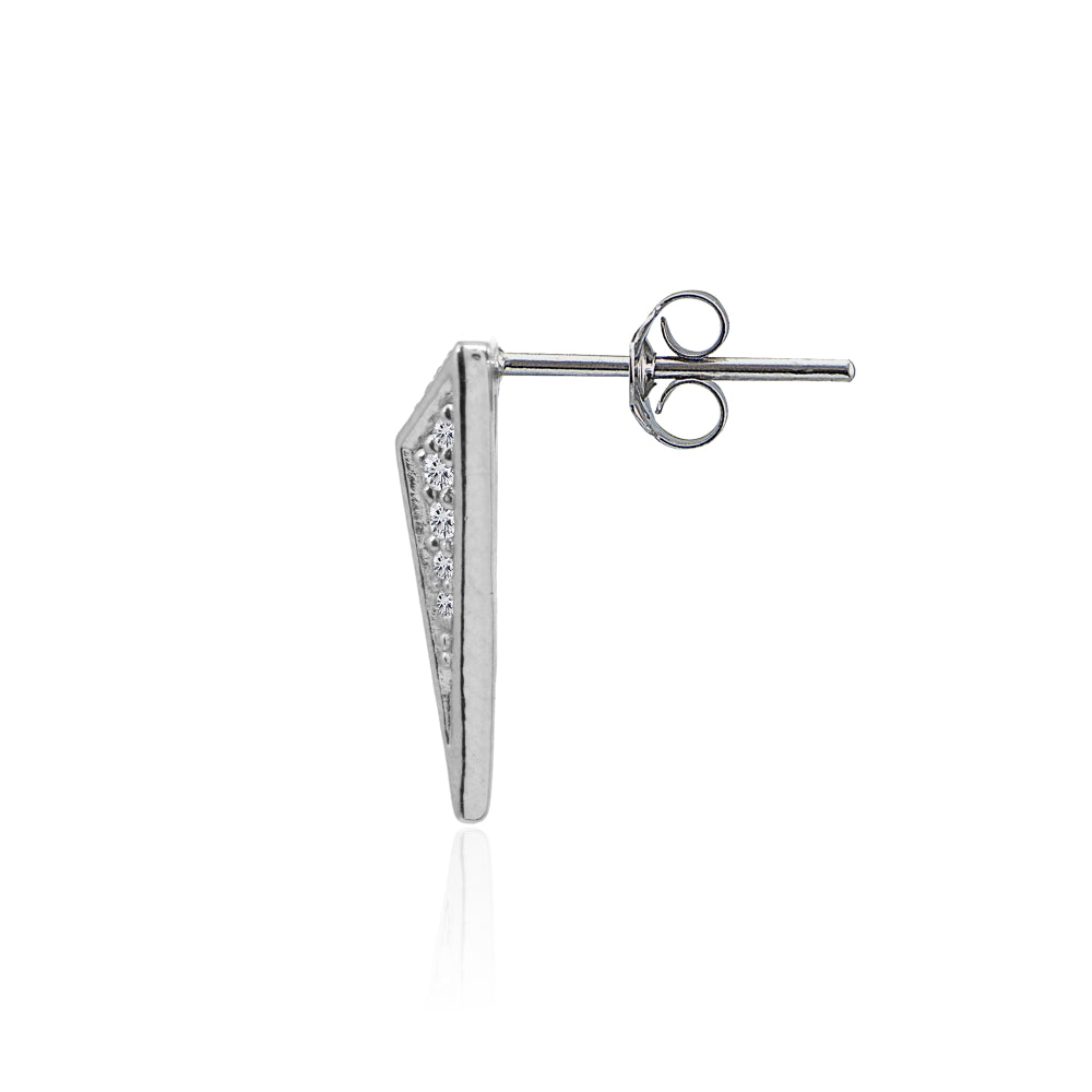 Sterling Silver Polished Triangle Cubic Zirconia Drop Earrings-2