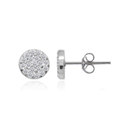 Sterling Silver Cubic Zirconia Round Polished Disc 8mm Small Button Stud Earrings