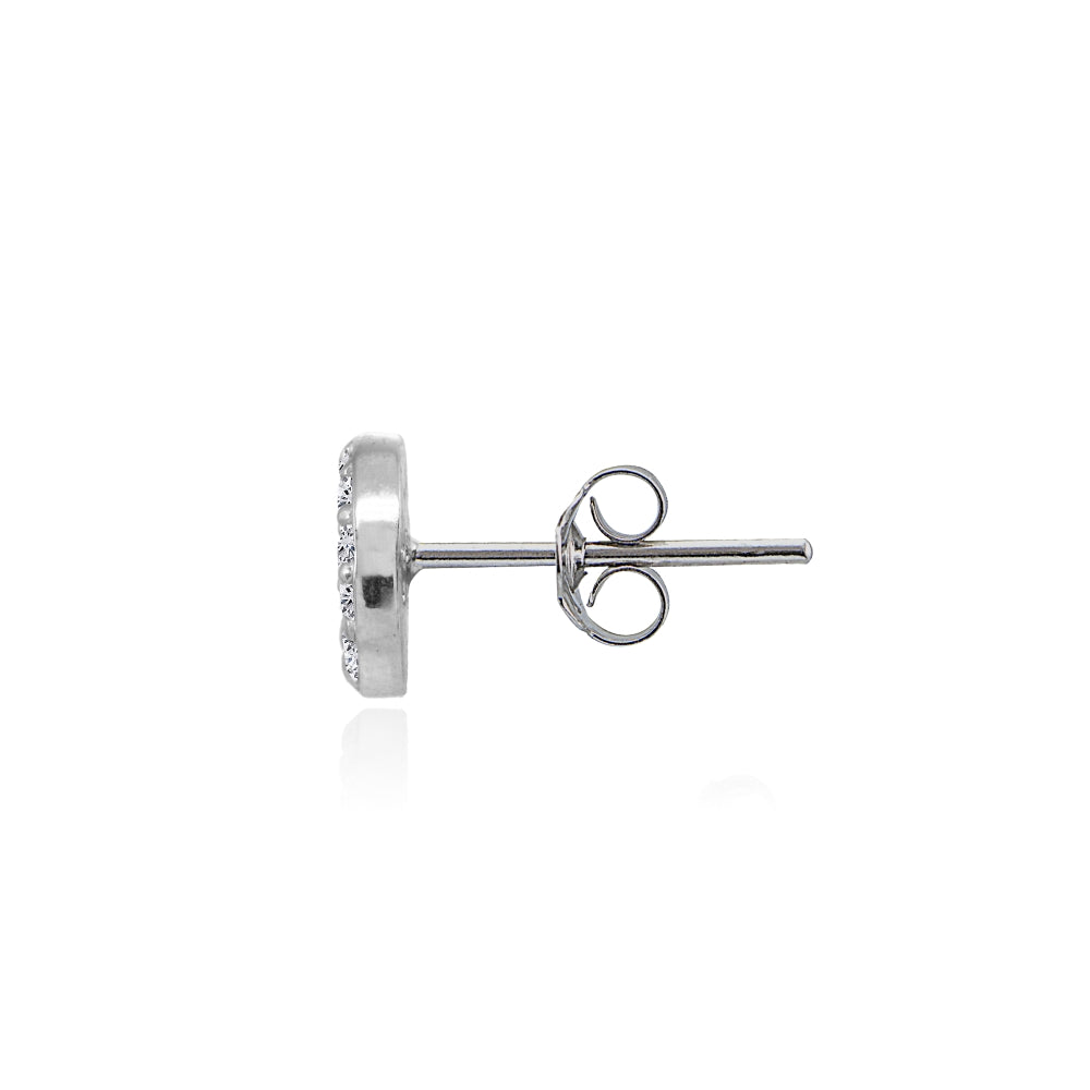 Sterling Silver Cubic Zirconia Round Polished Disc 8mm Small Button Stud Earrings-2
