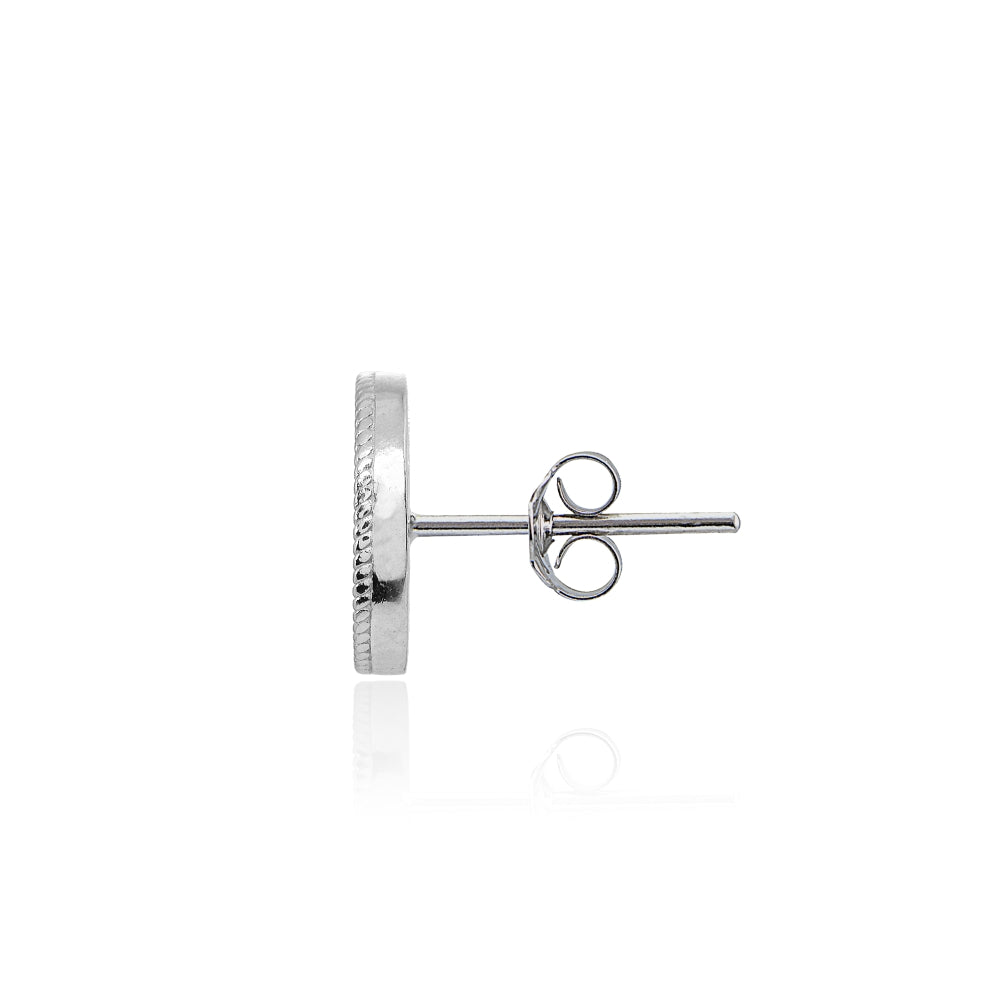 Sterling Silver Cubic Zirconia Round Polished Disc 11mm Small Button Stud Earrings-2