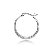 Sterling Silver Polished Woven Braid Round Small Hoop Earrings