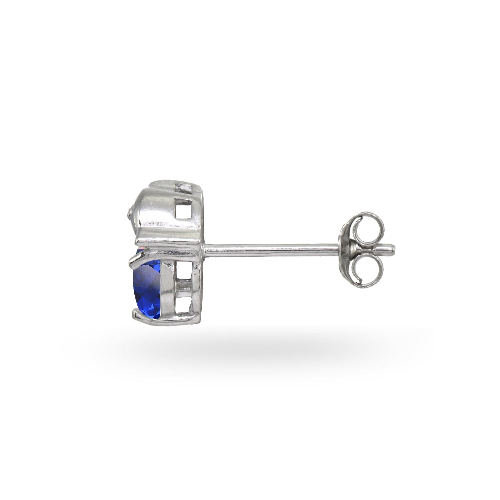 Sterling Silver Created Blue Sapphire Round 5mm Polished Dolphin Stud Earrings-2