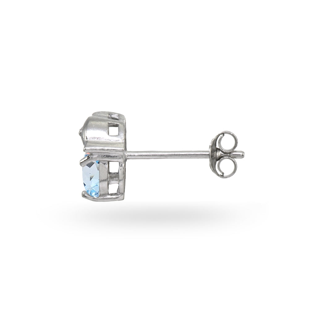 Sterling Silver Blue Topaz Round 5mm Polished Dolphin Stud Earrings-2