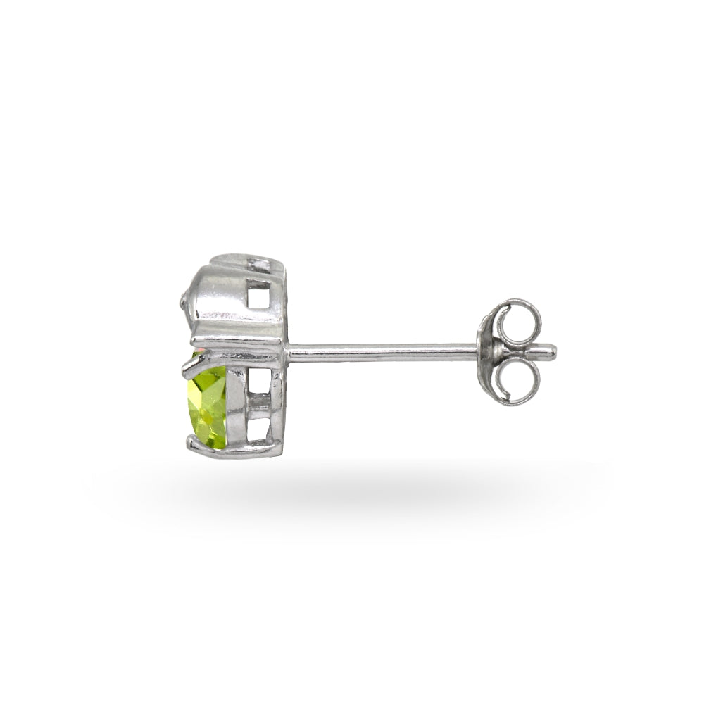 Sterling Silver Peridot Round 5mm Polished Dolphin Stud Earrings-2