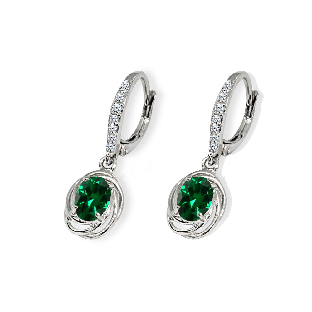 Sterling Silver Peridot & Cubic Zirconia 7x5mm Oval Love Knot Leverback Earrings-3