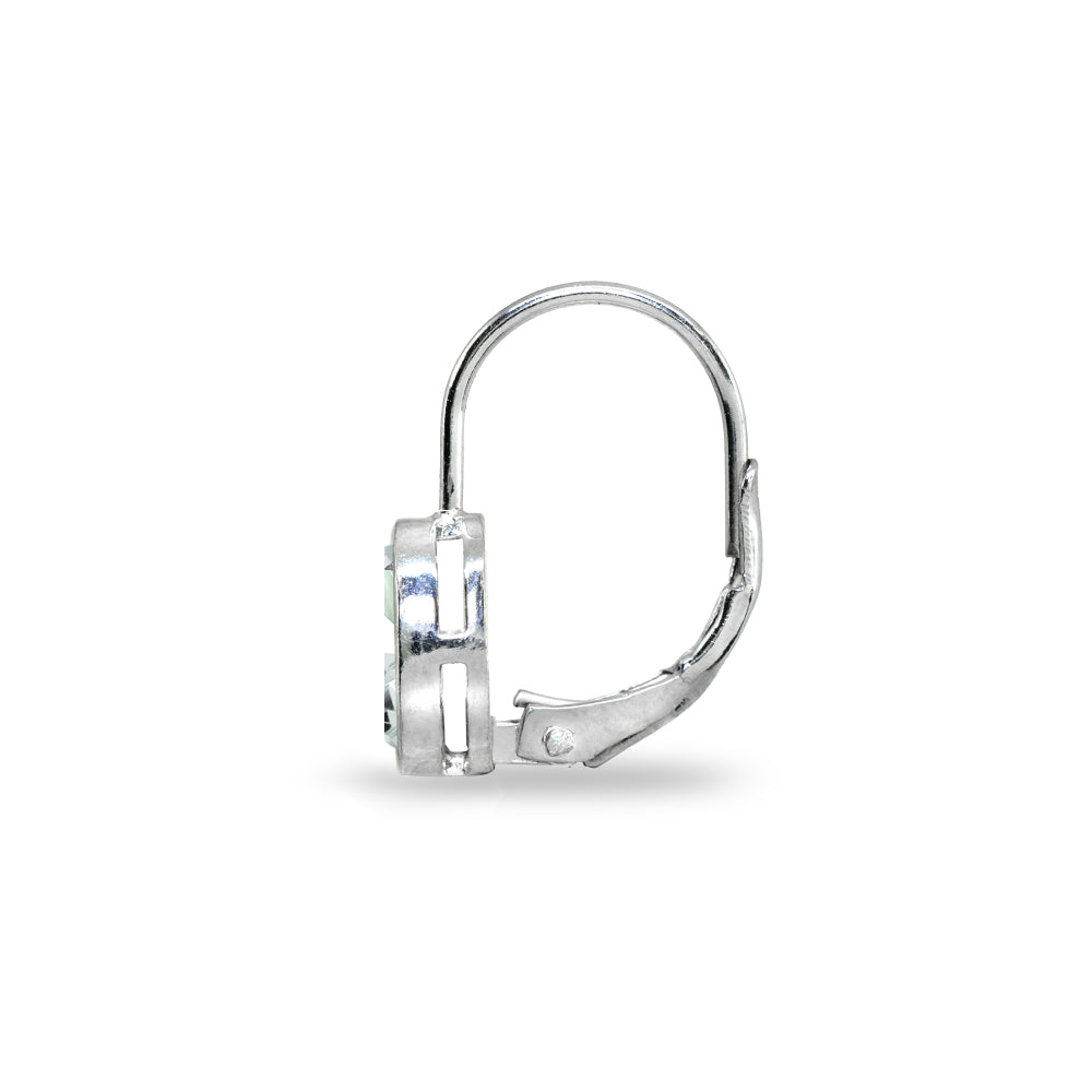 Sterling Silver Light Aquamarine 7x5mm Teardrop Bezel-Set Dainty Leverback Earrings-3