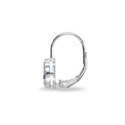 Sterling Silver Amethyst 7x5mm Teardrop Bezel-Set Dainty Leverback Earrings