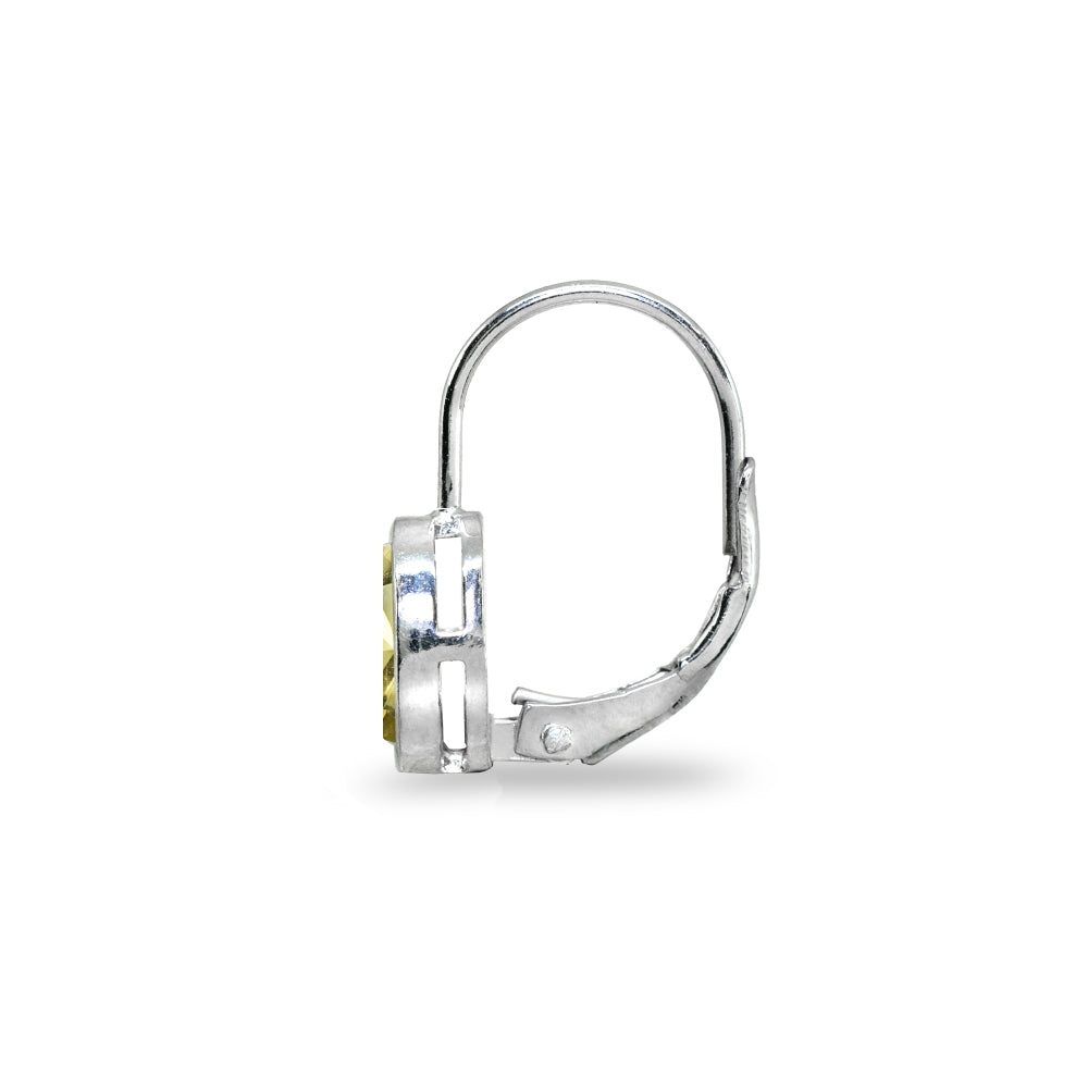 Sterling Silver Citrine 7x5mm Teardrop Bezel-Set Dainty Leverback Earrings-3