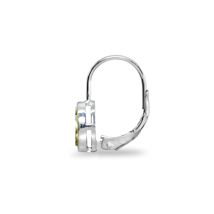 Sterling Silver Citrine 7x5mm Teardrop Bezel-Set Dainty Leverback Earrings