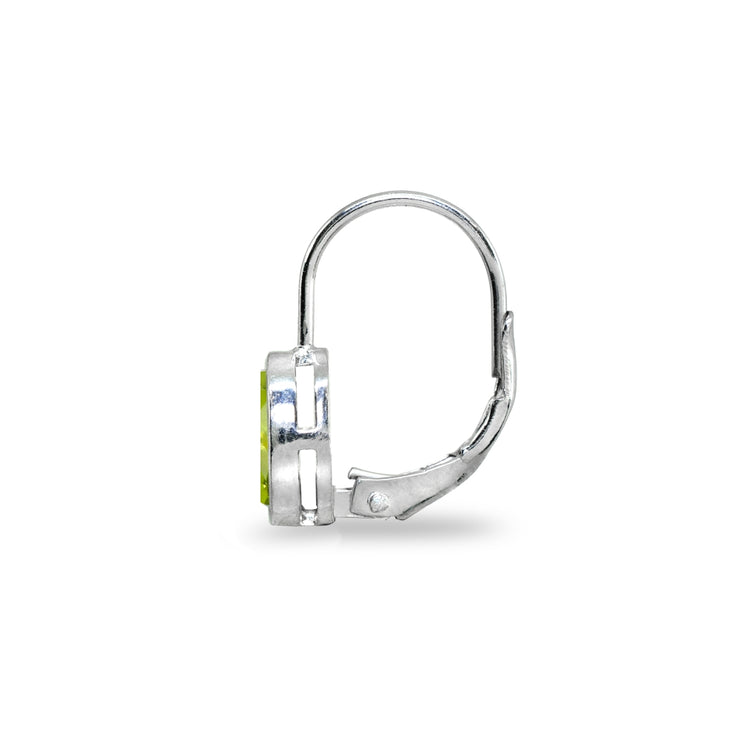 Sterling Silver Peridot 7x5mm Teardrop Bezel-Set Dainty Leverback Earrings
