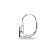 Sterling Silver Created Ruby 7x5mm Teardrop Bezel-Set Dainty Leverback Earrings