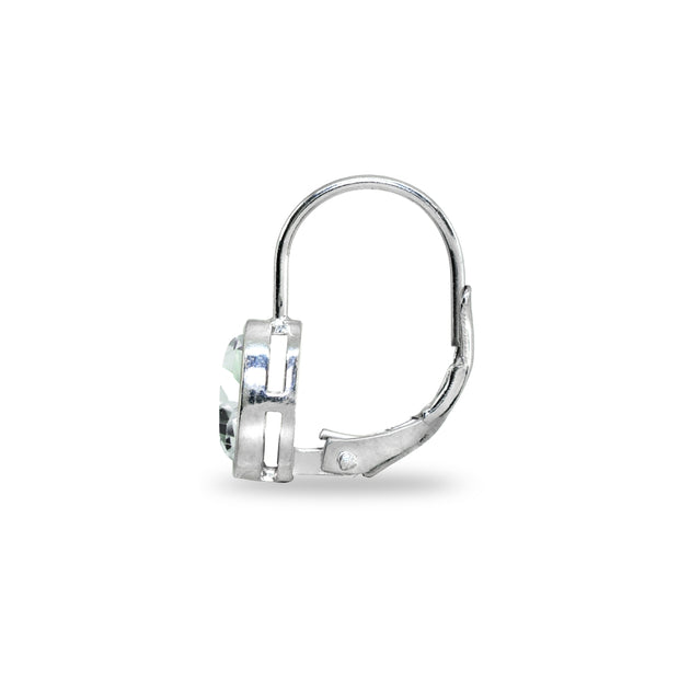 Sterling Silver Light Aquamarine 7x5mm Oval Bezel-Set Dainty Leverback Earrings