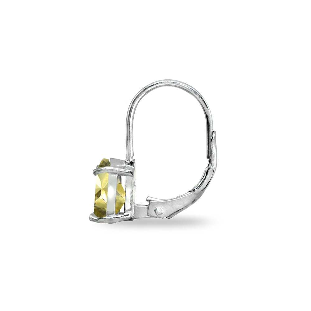 Sterling Silver Citrine 7x5mm Teardrop Dainty Leverback Earrings-3