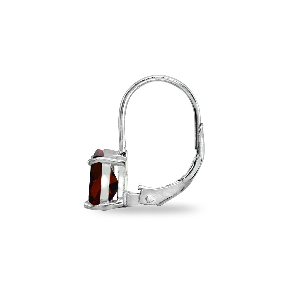 Sterling Silver Garnet 7x5mm Teardrop Dainty Leverback Earrings-3