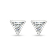 Sterling Silver 6mm Triangle-Cut Bezel-Set Solitaire Stud Earrings Made with Swarovski Zirconia