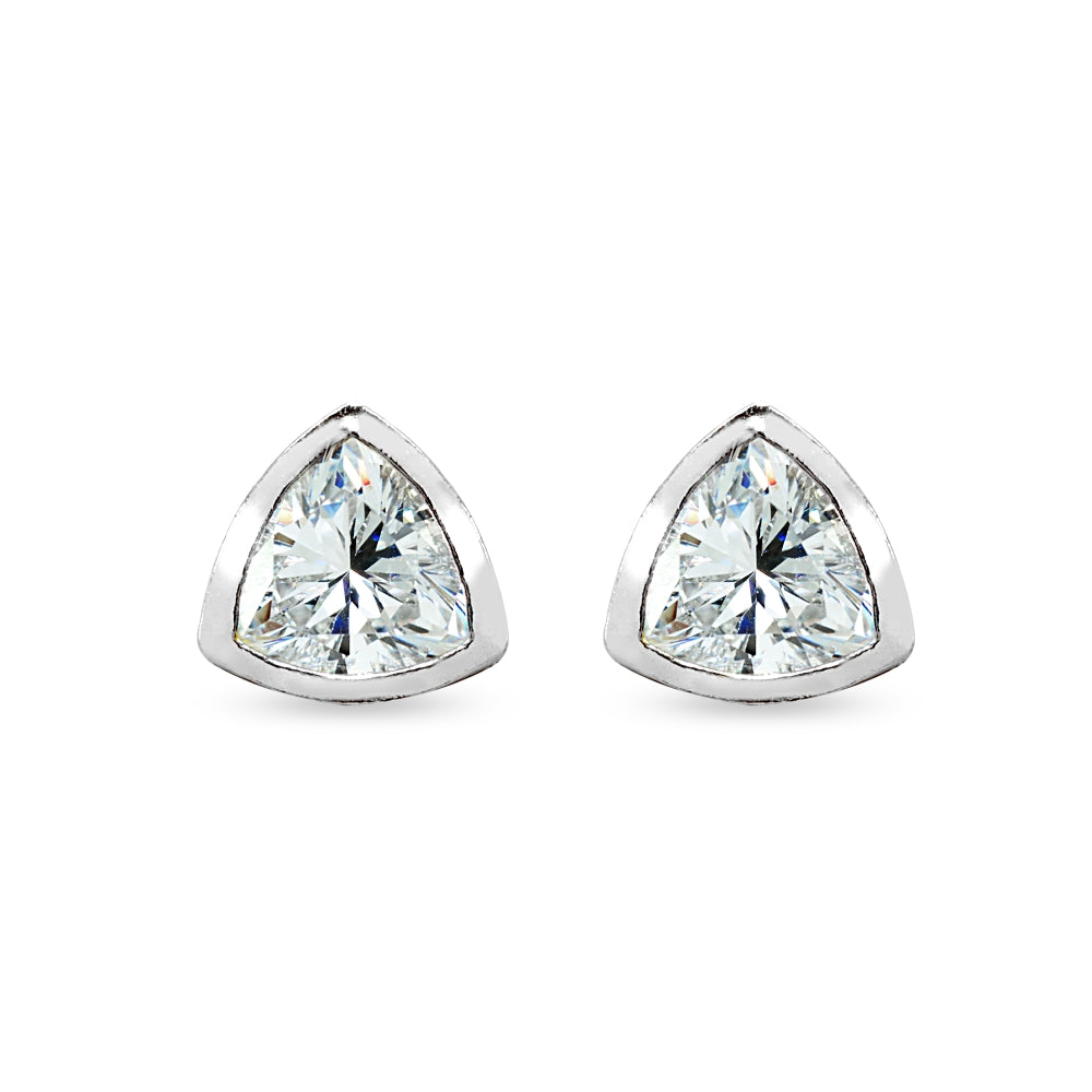 Sterling Silver 7mm Trillion-Cut Bezel-Set Solitaire Stud Earrings Made with Swarovski Zirconia-2