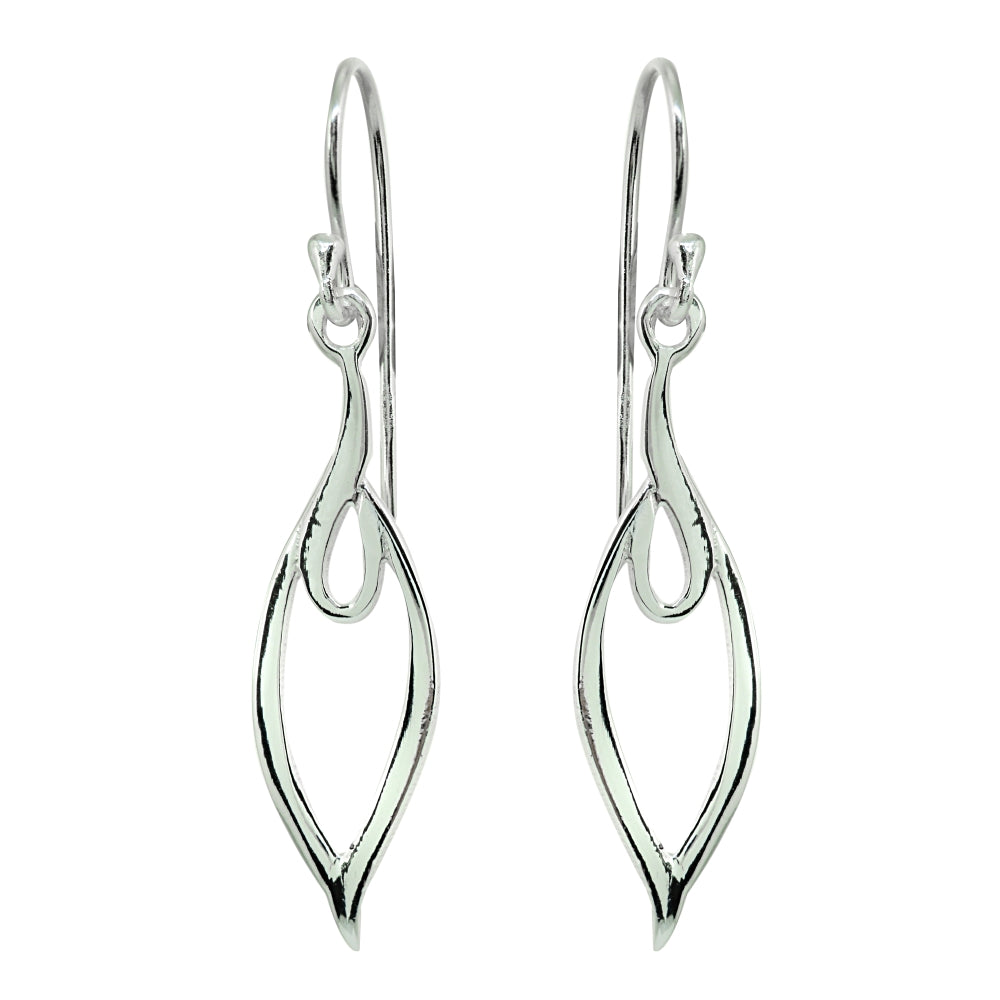 Sterling Silver Polished Abstract Evil Eye Dangle Earrings