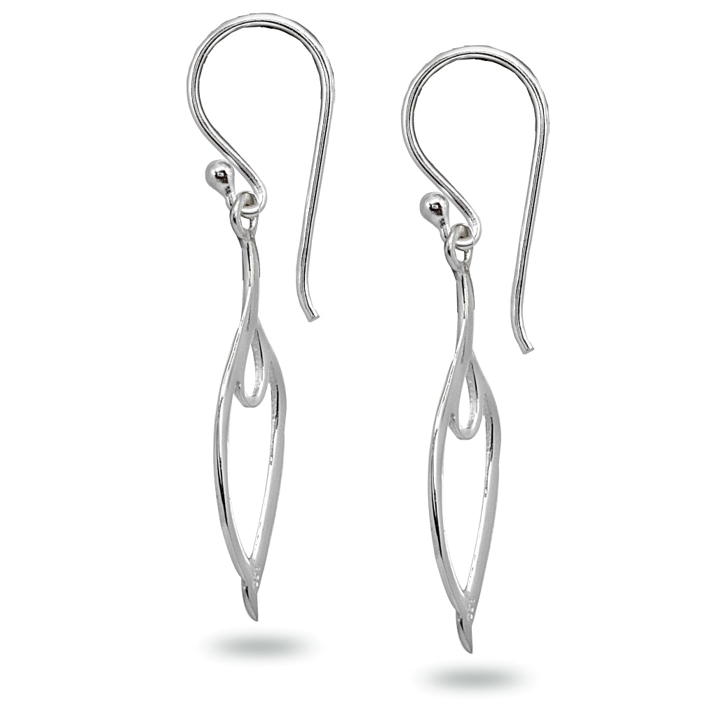 Sterling Silver Polished Abstract Evil Eye Dangle Earrings-2