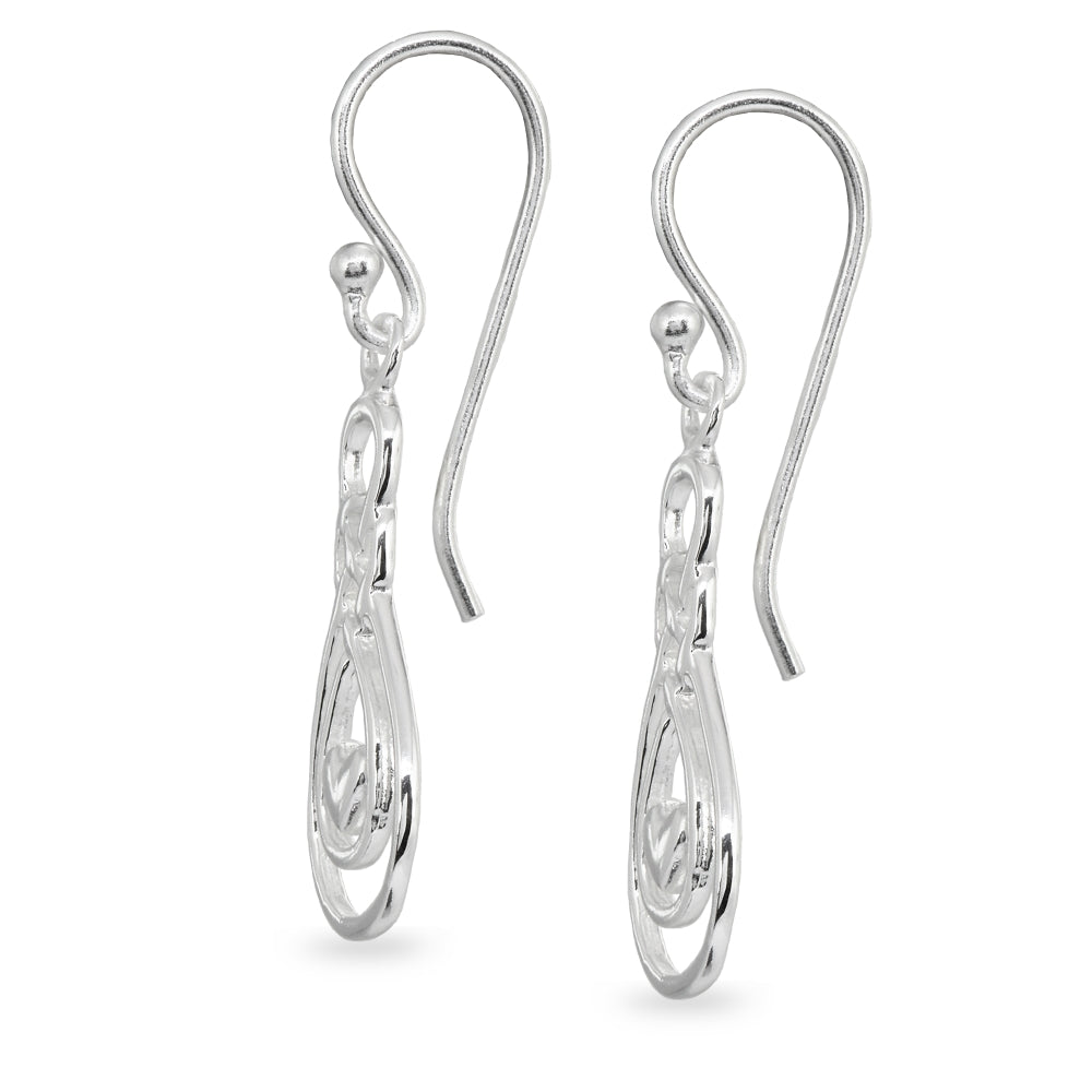 Sterling Silver Polished Heart Double Infinity Dangle Earrings-2