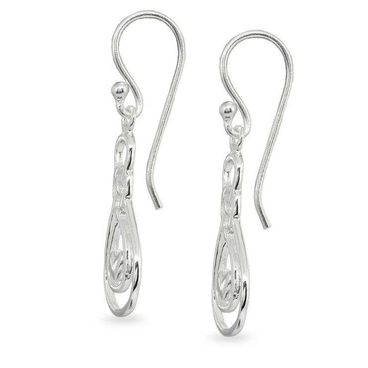 Sterling Silver Polished Heart Double Infinity Dangle Earrings