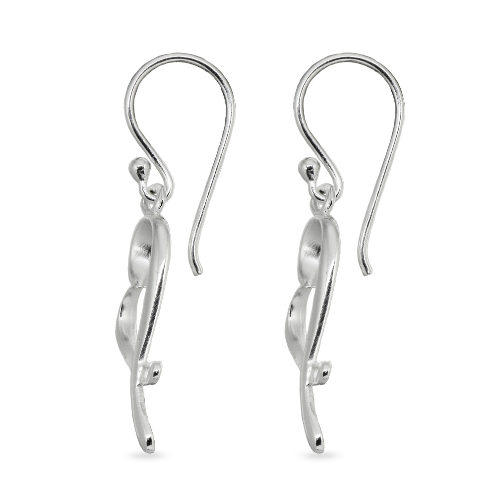 Sterling Silver Polished Heart Love Dangle Earrings-2