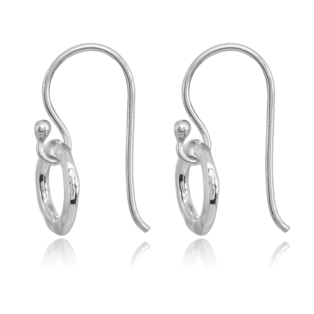 Sterling Silver Polished Small Circle Frontal Hoop Dangle Earrings-2