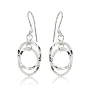 Sterling Silver Polished Interlocking Twist Hoop Circles Dangle Earrings