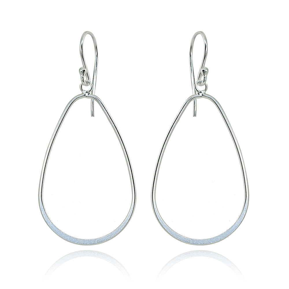 Sterling Silver Polished Open Teardrop Hoop Dangle Earrings