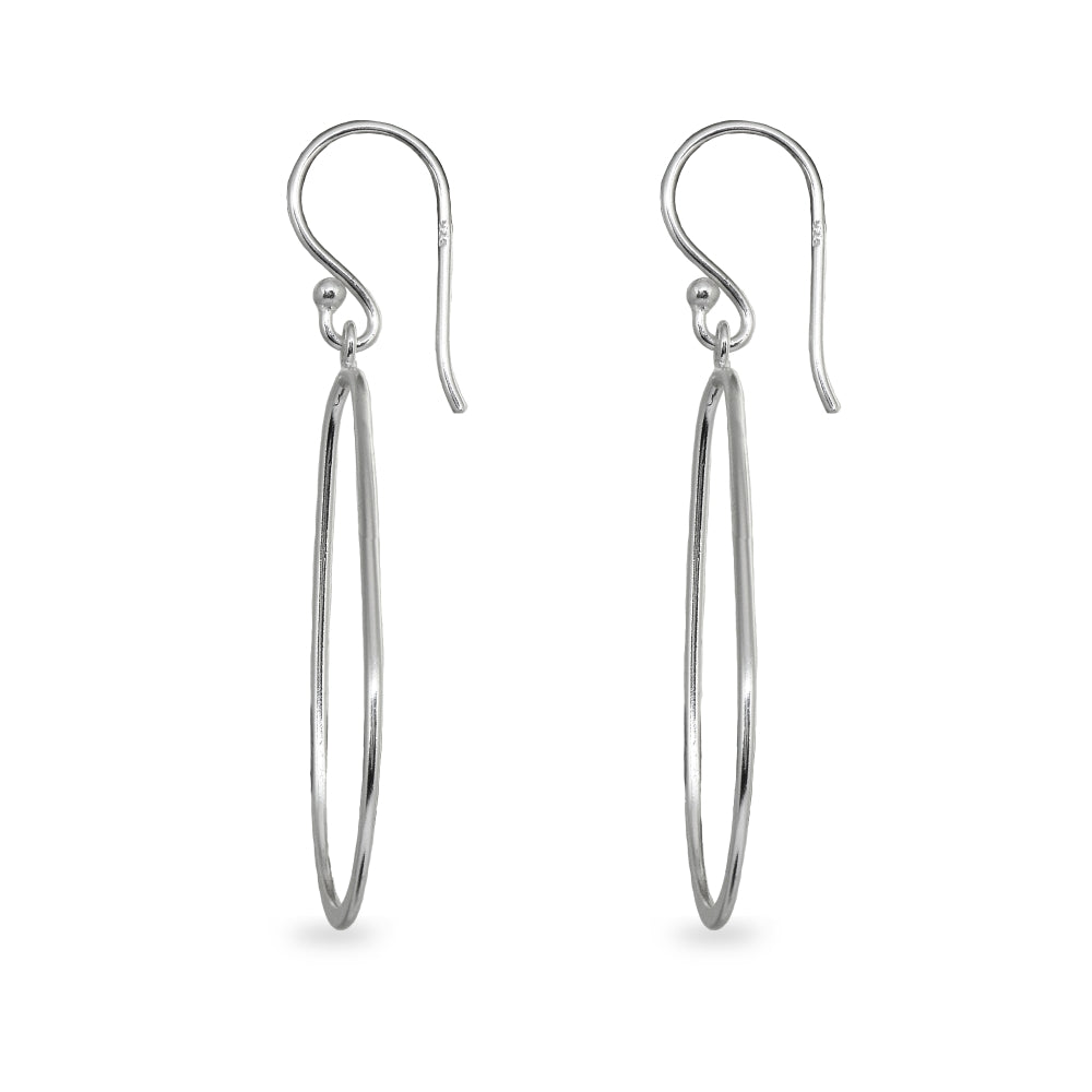 Sterling Silver Polished Open Teardrop Hoop Dangle Earrings-2