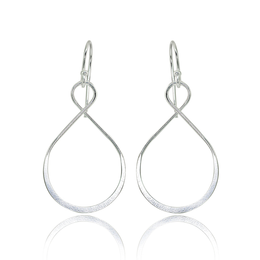 Sterling Silver Polished Infinity Symbol Teardrop Shape Dangle Earrings