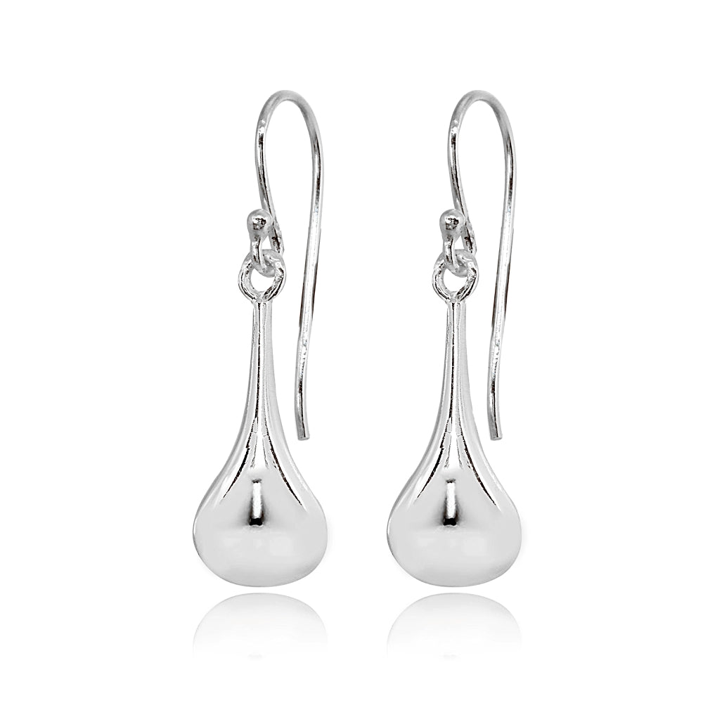 Sterling Silver Polished Teardrop Long Drop Earrings