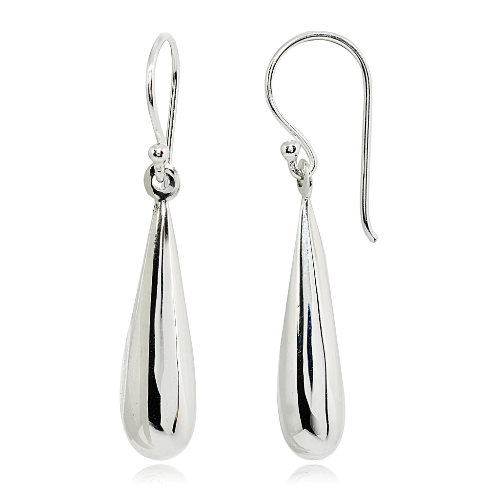 Sterling Silver Polished Teardrop Dangle Drop Earrings