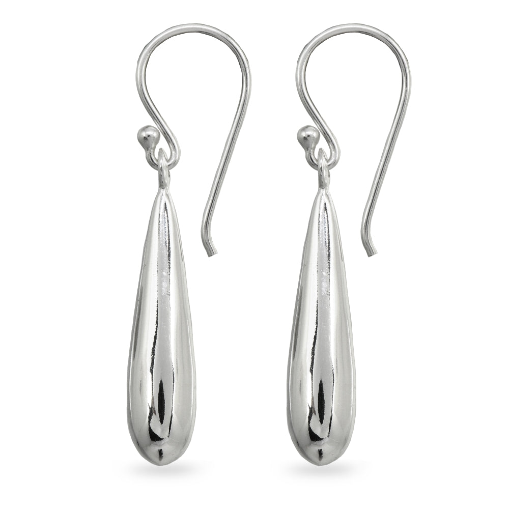 Sterling Silver Polished Teardrop Dangle Drop Earrings-2