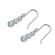 Sterling Silver Blue Topaz Round Three Stone Journey Infinity Dangle Earrings