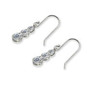 Sterling Silver Round Three Stone Journey Infinity Dangle Earrings Made with Swarovski Zirconia