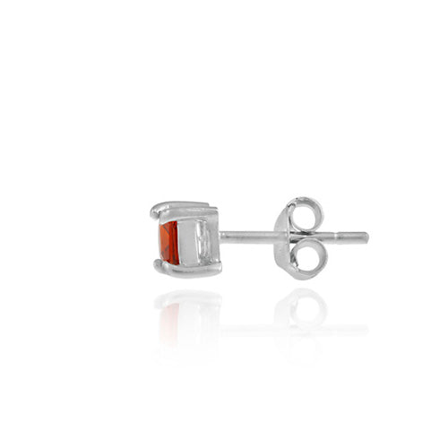 Sterling Silver Red CZ Square Stud Earrings-2
