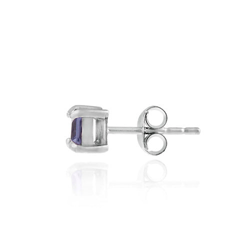 Sterling Silver Tanzanite CZ Square Stud Earrings-2