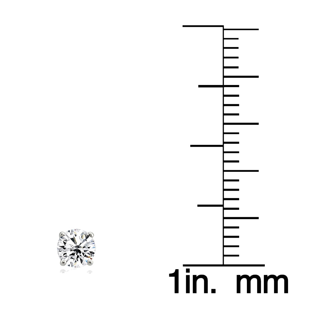 Sterling Silver Cubic Zirconia 6mm Round Stud Earrings-5