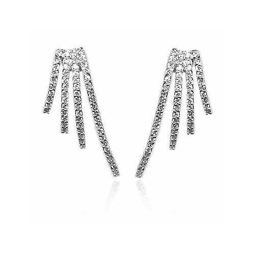 Sterling Silver CZ Delicate Graduating Strands Earrings