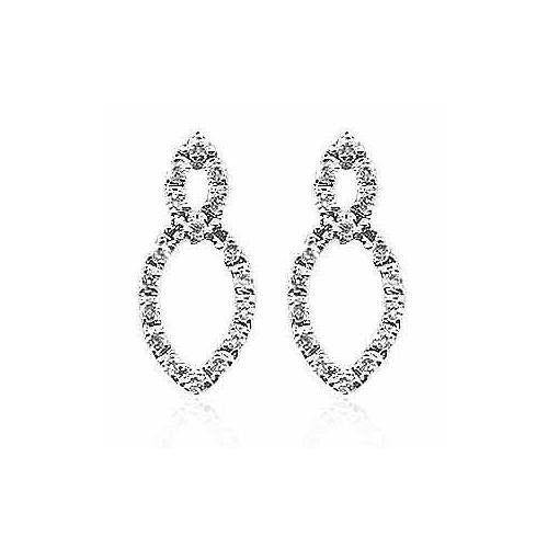 Sterling Silver CZ  Double Marquise Earrings